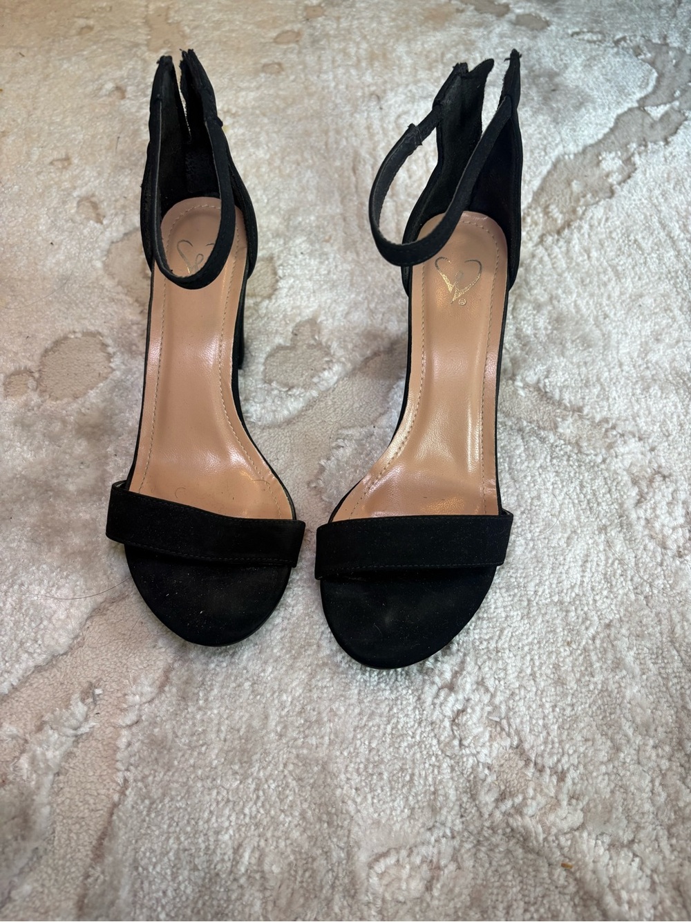 Windsor Black Suede Single-Band Ankle-Strap Heels